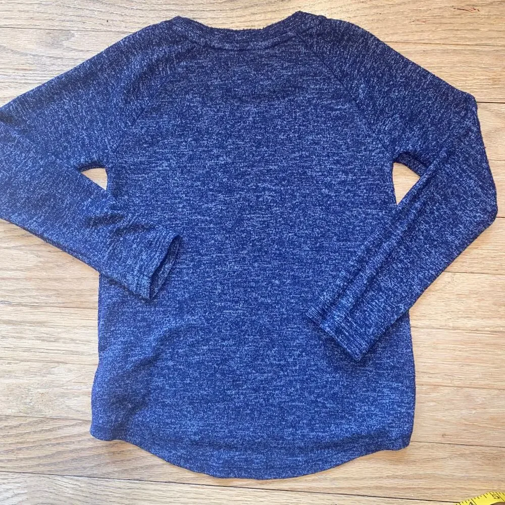Gap Gapkids Light Soft Knit Top Heather Navy with Rhinestone Accents (Size XS)